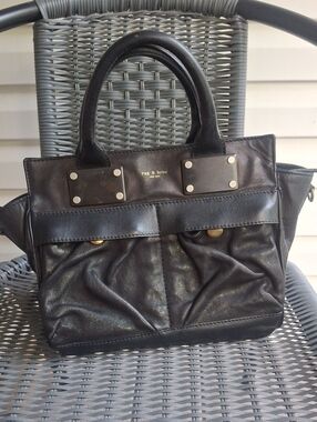 rag & bone Black Leather Structured Top-Handle Briefcase